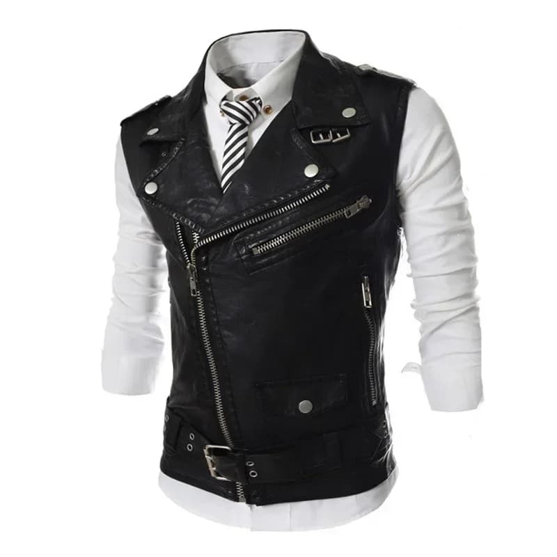 Veste en cuir homme slim fit zippée - Style coréen élégant pour pêche urbaine et sorties