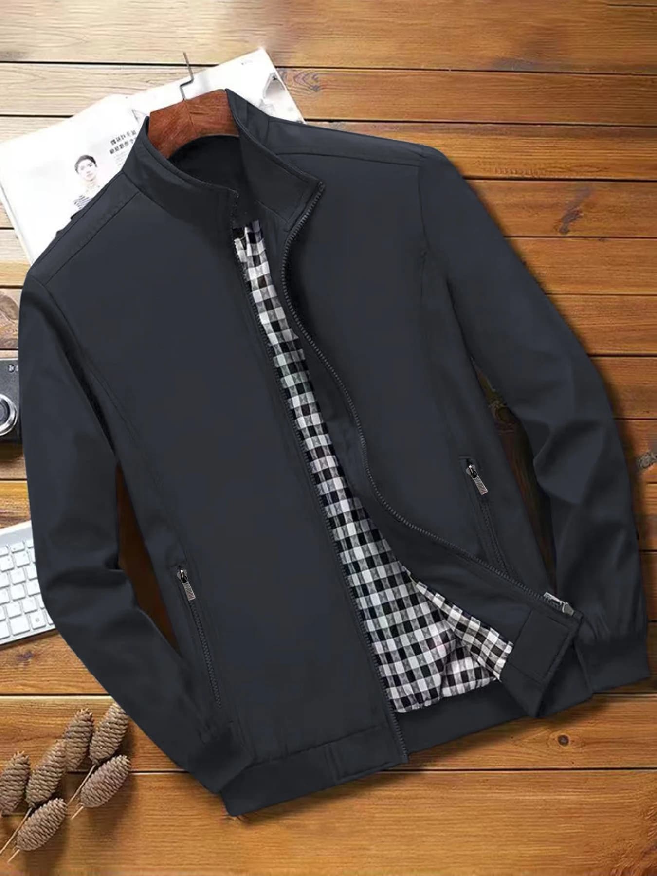 Veste décontractée homme 2024 couleur unie tendance bureau facile à assortir pêche
