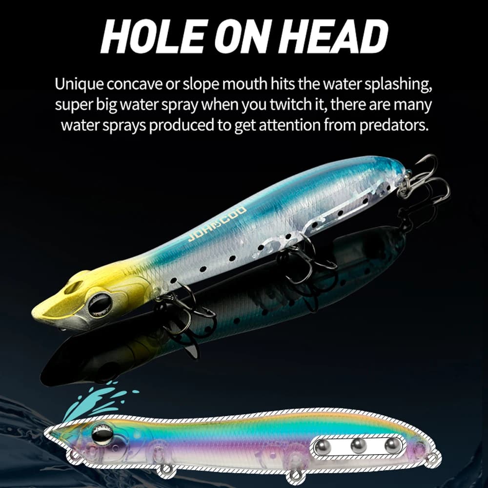 Leurre Popper Topwater 12cm Flottant pour Bass et Snakehead, Appât Dur avec Rattle et Wobble pour la Pêche