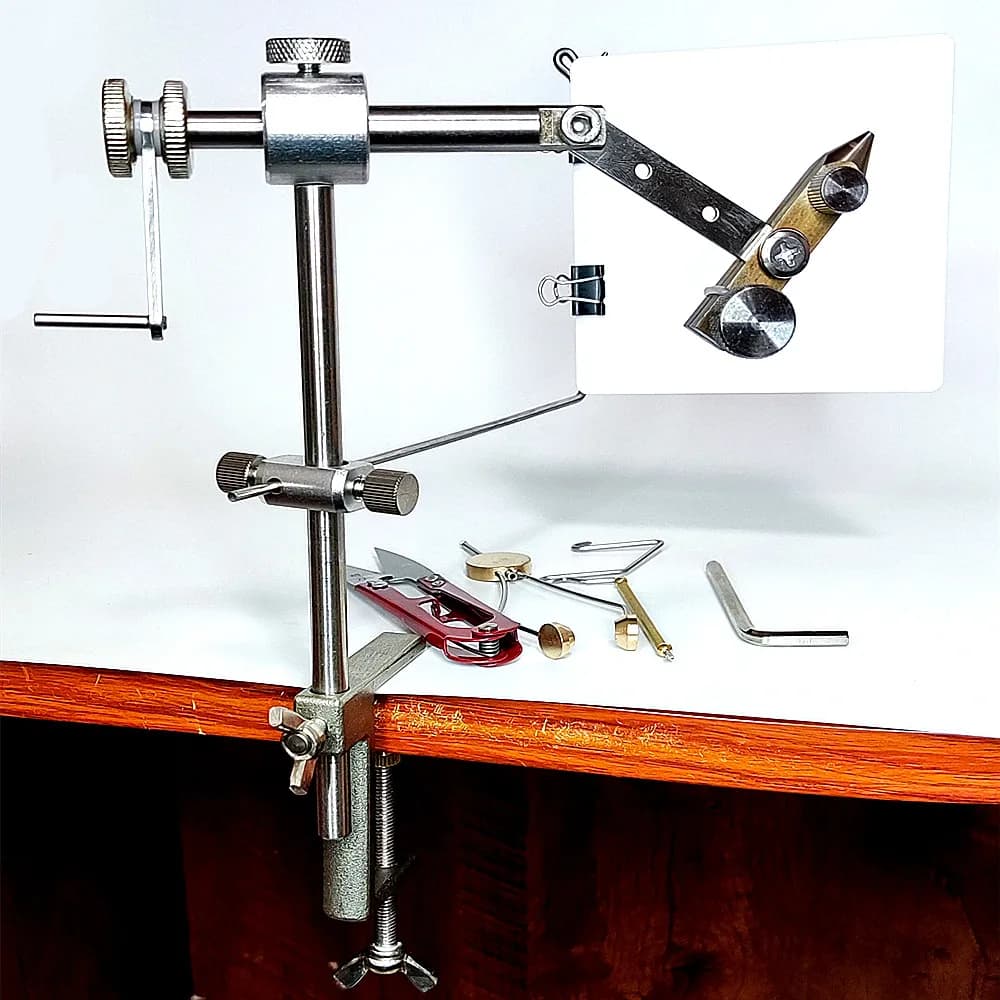 Étau rotatif 360° pour montage de mouches - outil professionnel pour créer des leurres truite et saumon