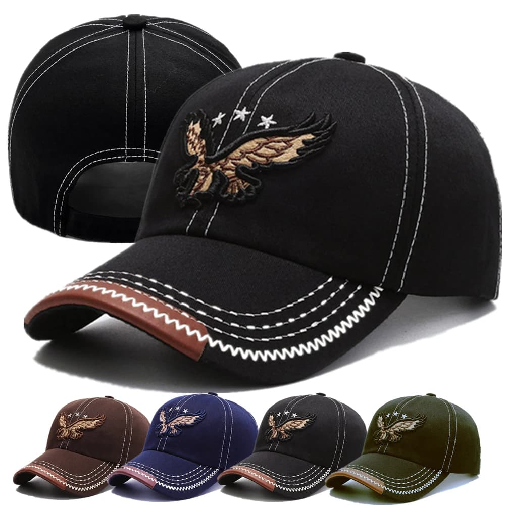 Casquette baseball aigle 3D pêche - Chapeau brodé unisexe pour pêche sportive outdoor