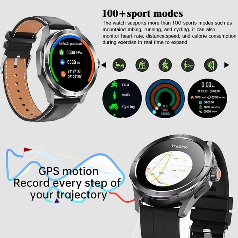 Smartwatch S4 Ultra Outdoor 2025 pour hommes avec écran AMOLED HD, NFC, GPS et boussole - Montre sport étanche