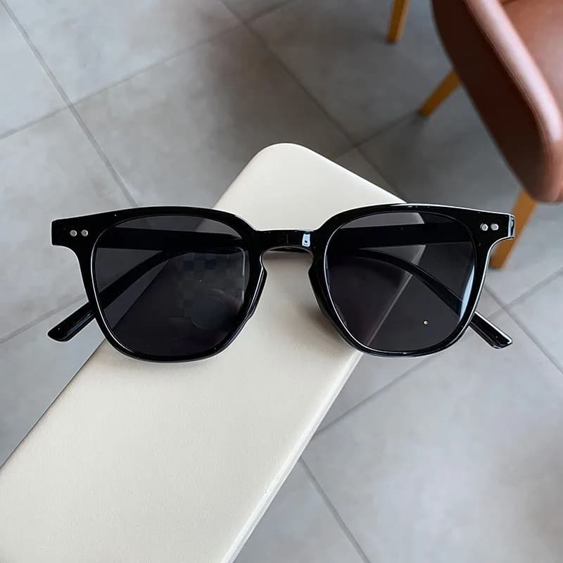 Lunettes de soleil vintage luxe pour femmes et hommes - Cadre carré et rond petit - Protection UV classique