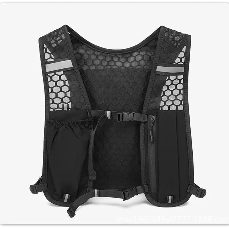 Veste running hydratation pêche légère - Gilet porte-bidon réfléchissant avec rangement téléphone pour pêche