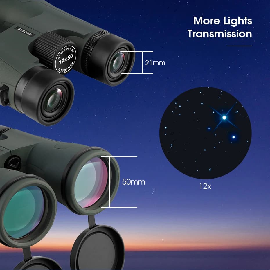 Télescope SVBONY SA203 jumelles 12x50 professionnelles puissantes BAK4 IPX7 étanches observation oiseaux astronomie