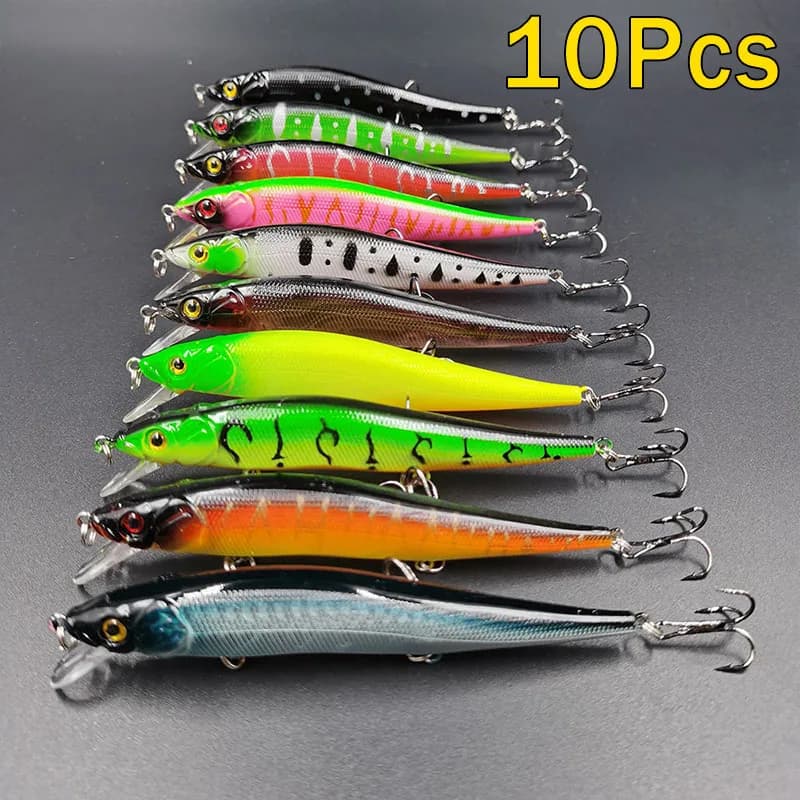 Leurre dur bionique 11.5cm/14g avec yeux 3D - Wobbler artificiel pour carpe brochet perche pêche carnassiers 5/10 pièces