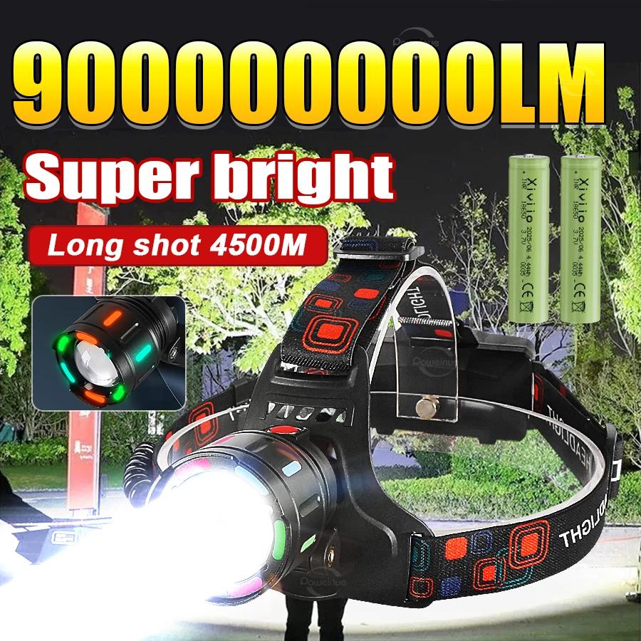 Frontale LED ultra-puissante 20 millions lumens longue portée 4000m rechargeable pour pêche grand large