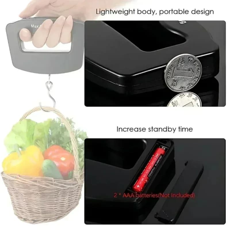 Balance bagages pêche 50kg portable - Pèse-sac digital pour équipement de pêche et voyage
