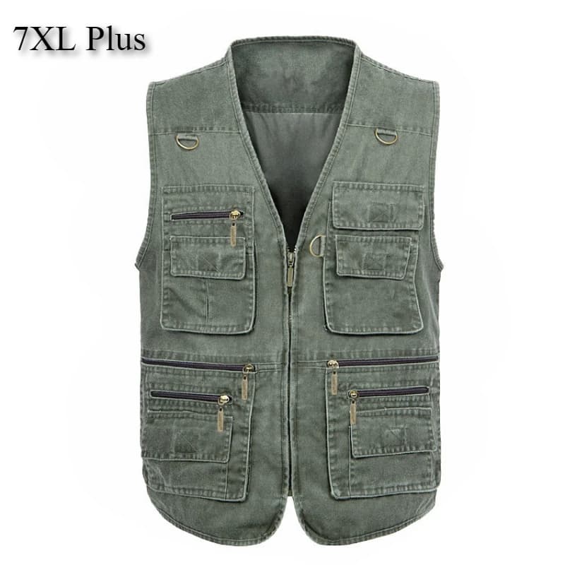 Veste de pêche homme 7XL été 16 poches, parka multi-poches coton pour randonnée et extérieur