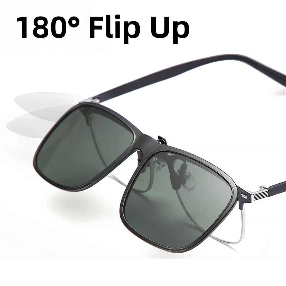 Lunettes flip-up polarisées VIVIBEE photochromiques - Clip-on conduite UV400 - Verres assombrissants