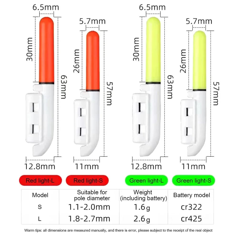 Flotteur électrique lumineux rechargeable USB pêche de nuit batterie CR425 3.7V set bouée