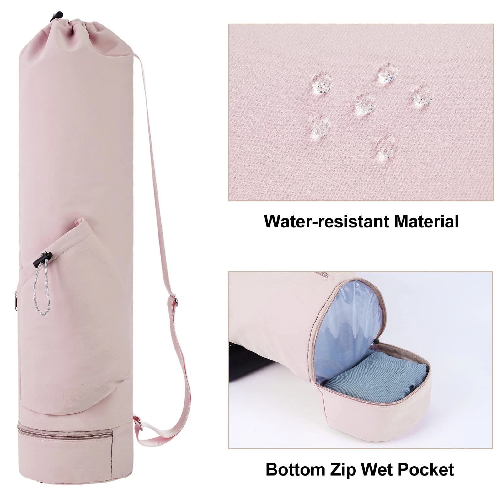 Sac tapis de yoga avec poche bouteille et fond étanche humide multifonction sport strap épaule rangement