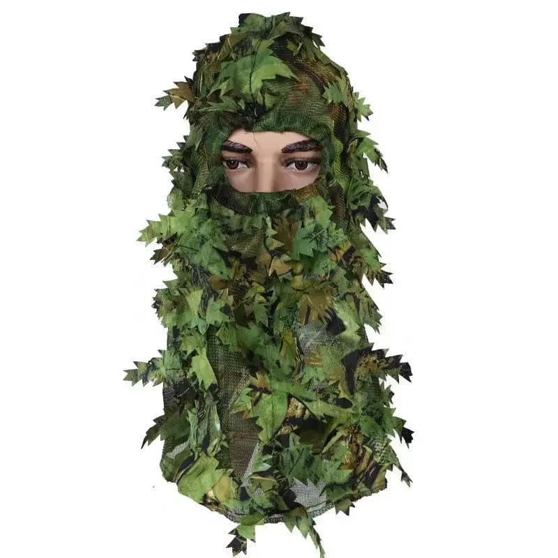 Combinaison woodland mesh + feuilles pour pêche en forêt et airsoft tactique