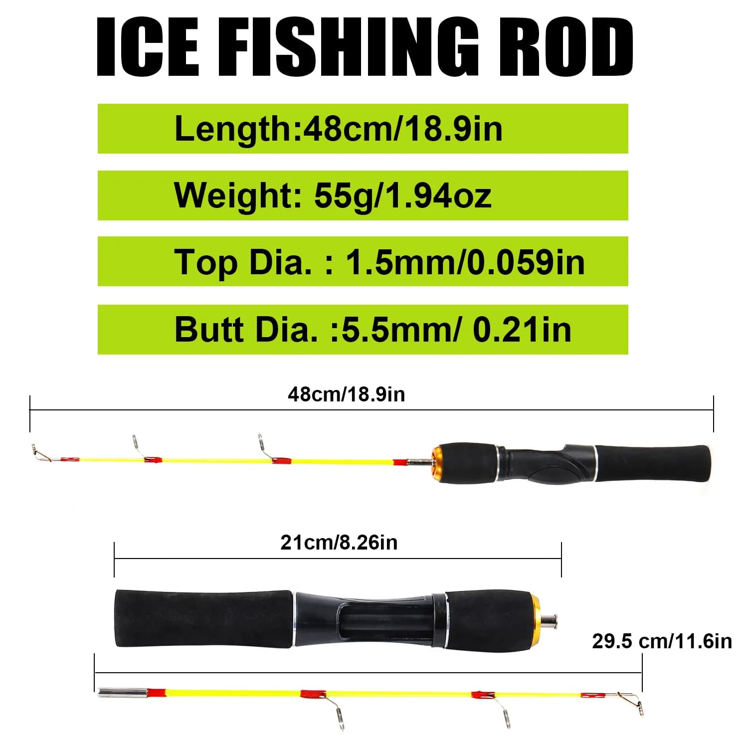 Canne glace Sougayilang ultralégère portable - Équipement pêche hivernale spinning casting