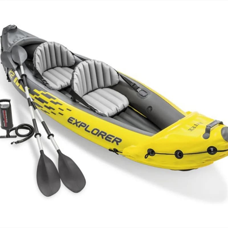 Kayak gonflable double INTEX 68307 bateau d'assaut rafting pêche extérieur avec sièges pour deux personnes