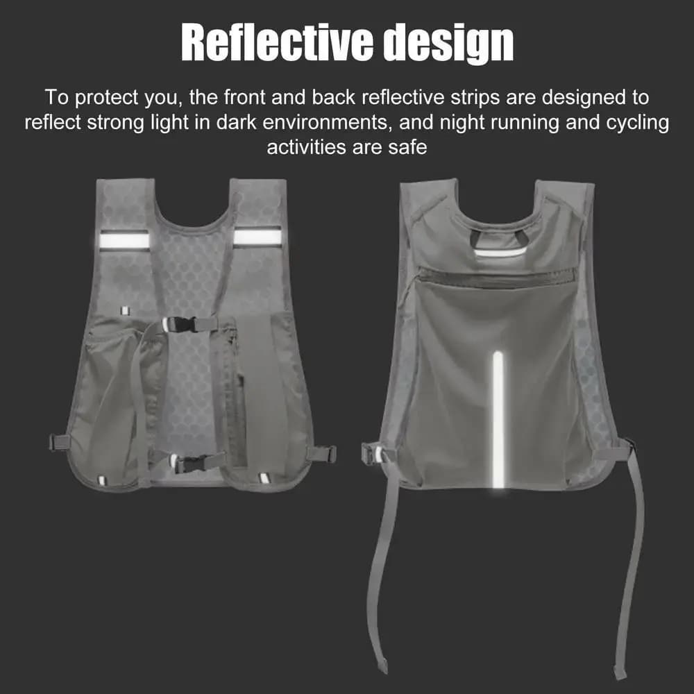 Veste de course légère hydratation avec poche à eau et rangement téléphone réfléchissante pour la pêche
