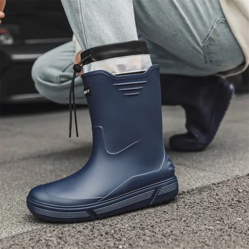Cross-border Korean mid-calf rain boots men's non-slip wear-resistant rain shoes