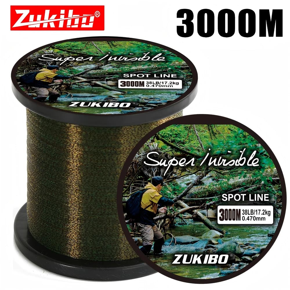 Ligne de pêche fluorocarbone ZUKIBO 3000m invisible super résistante monofilament japonais