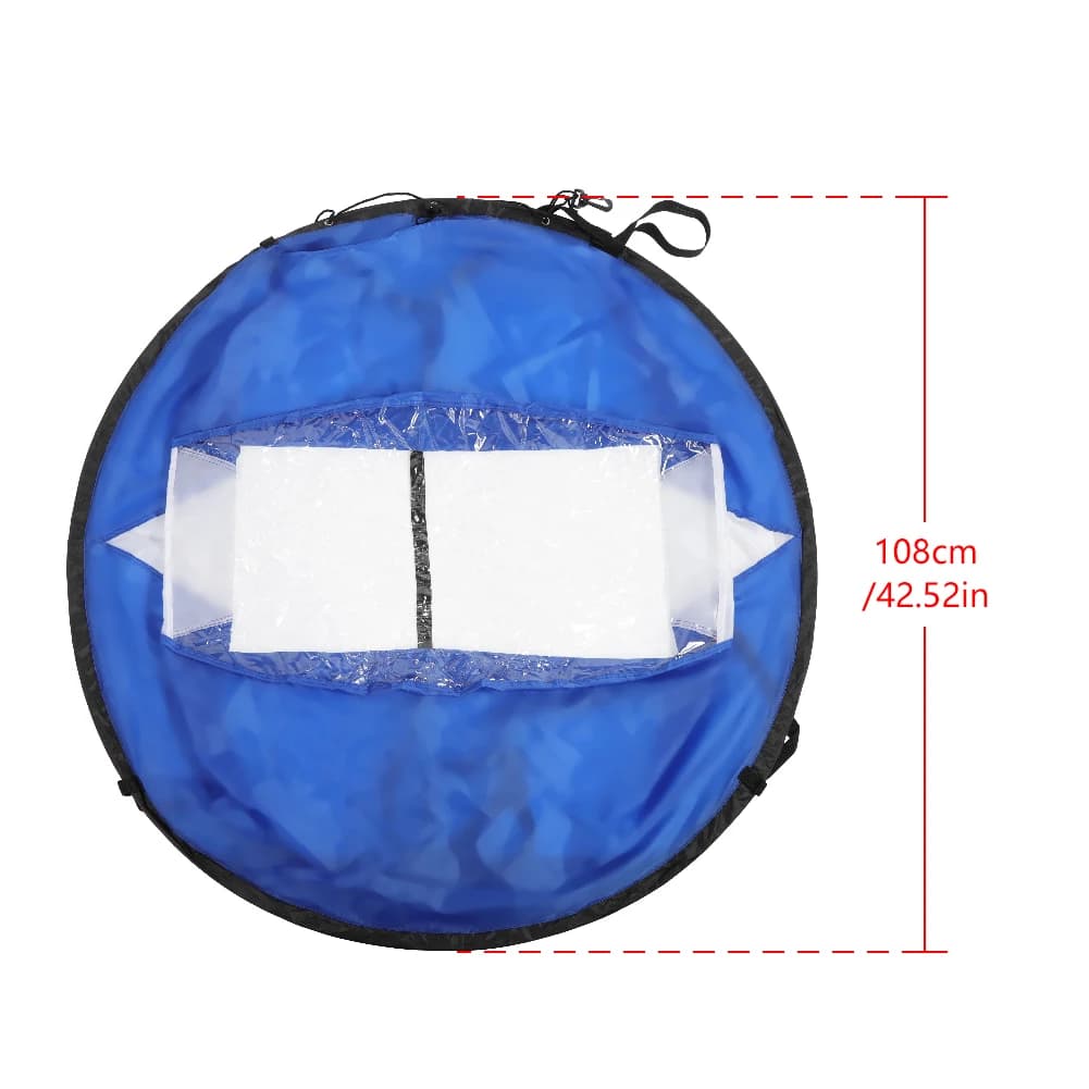 Voile pliable transparente 108cm pour kayak et canoë - Sac de rangement bleu et blanc étanche