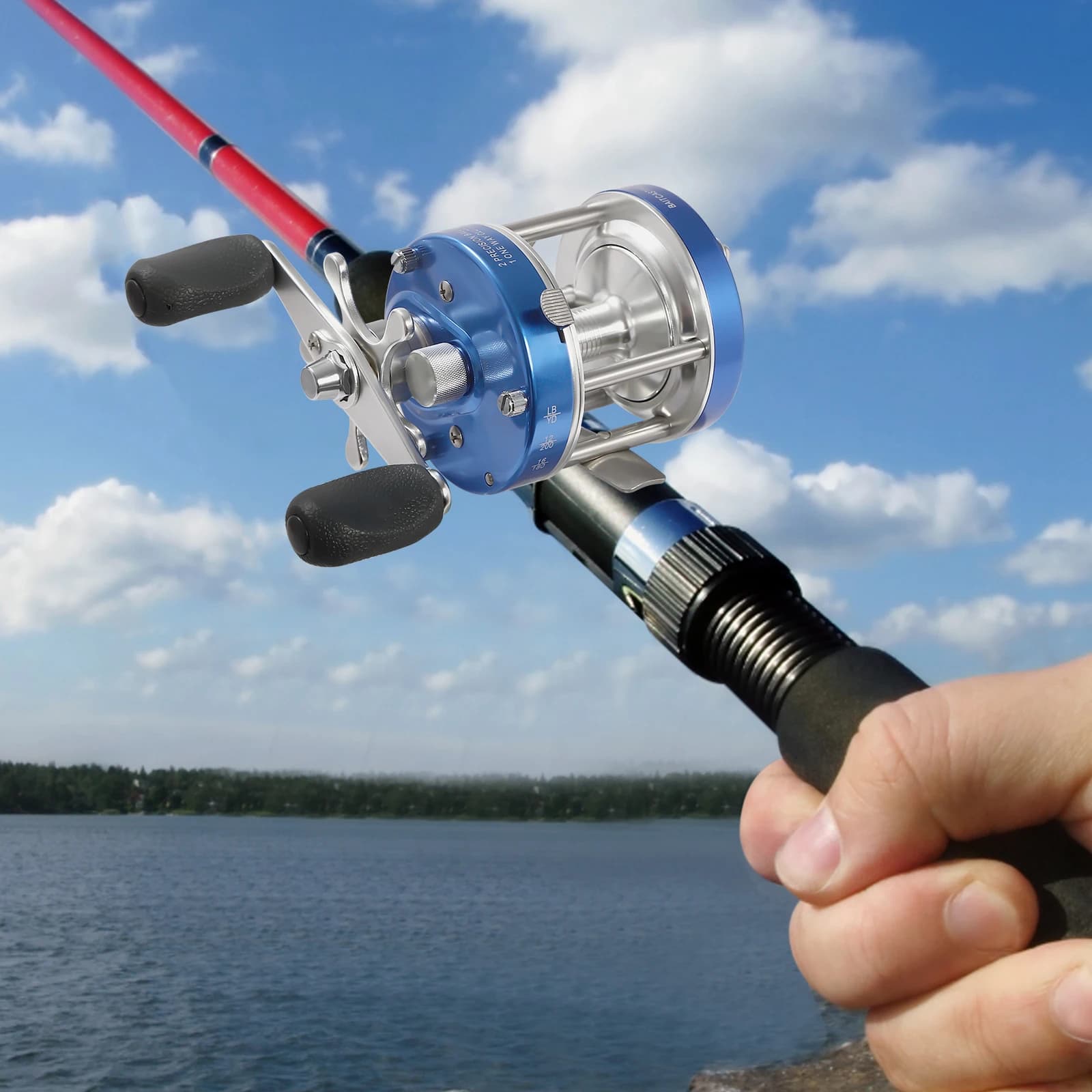 Moulinet Baitcasting Conventionnel Ronde pour Silure #40 Main Gauche/Droite Pêche au Vif