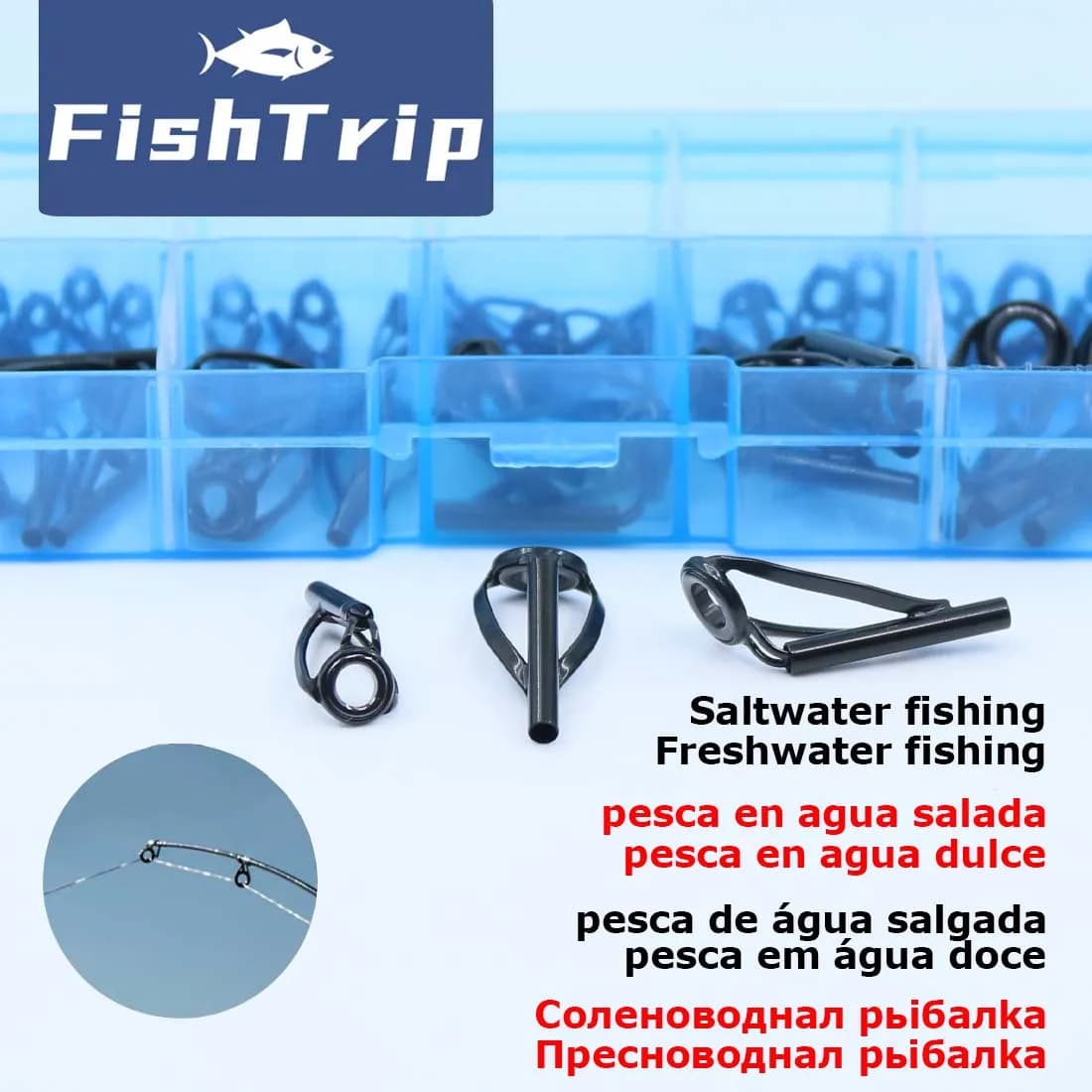 Kit réparation anneaux canne à pêche 5-50 pièces - Guides céramique acier inox pour montage et réparation