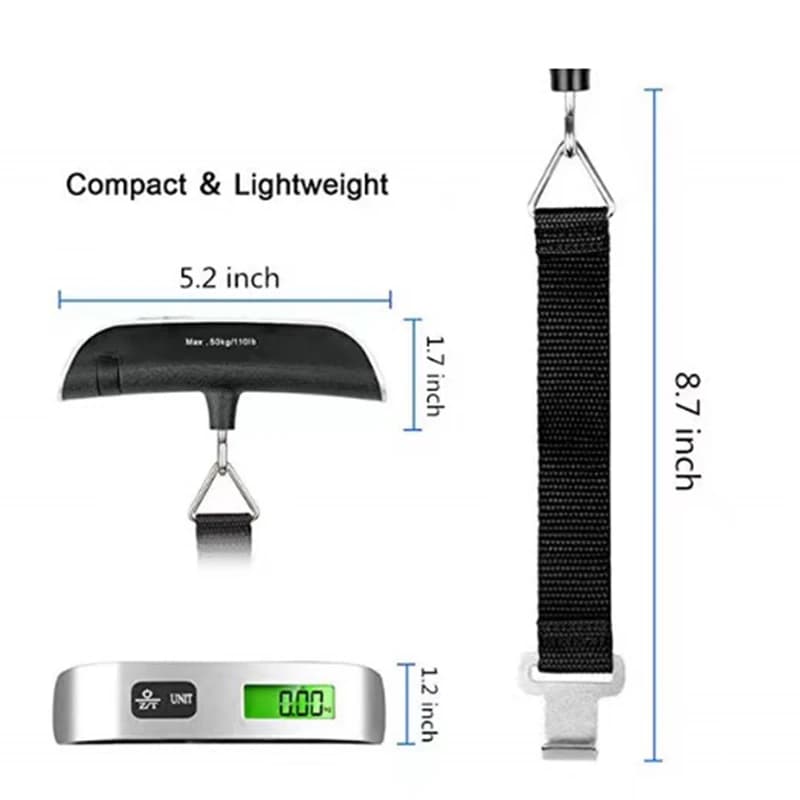 Balance numérique portable 10g-50kg écran LCD - pèse-bagages électronique voyage valise suspendue précis