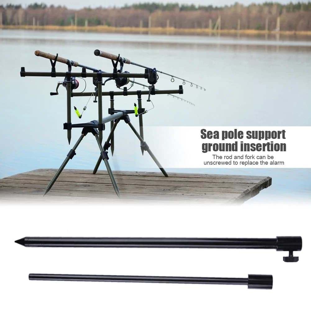 Support Canne Pêche Carp Fishing - Bâton de Rive Réglable Aluminium Noir - Rod Pod Professionnel - Matériel Pêche