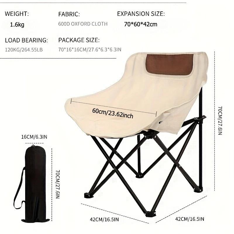 Chaise de camping extra-large avec poche latérale - Pliante et portable pour pêche et pique-nique