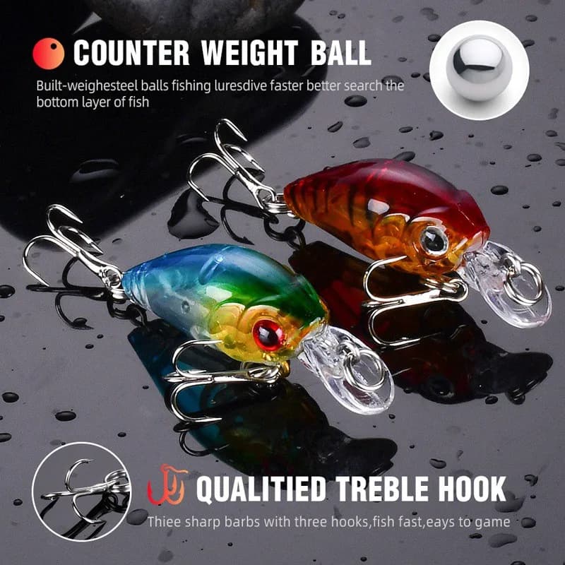 Set 8 leurres crankbait minnow - Appât flottant pêche surface - Leurre topwater black bass