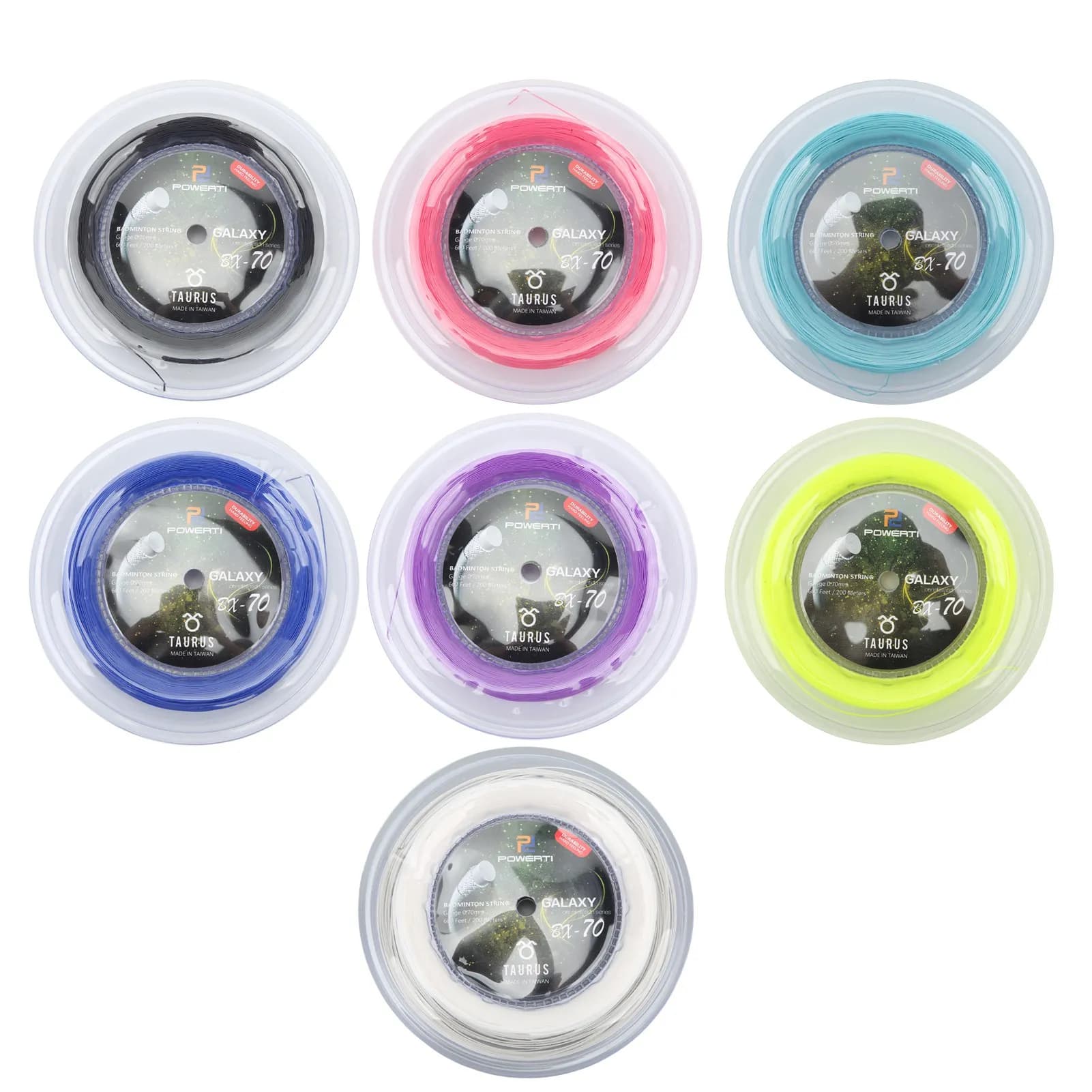 Corde de raquette de badminton POWERTI BX70 0.7mm - Reel 200m en nylon haute élasticité pour performance