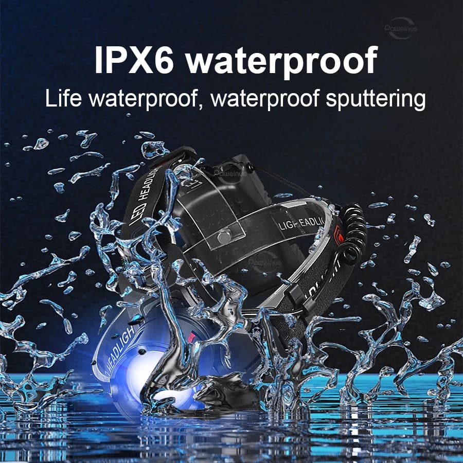Lampe frontale pêche 350000 lux ultra puissante 4000m portée rechargeable 18650 pour pêche gros carnassiers