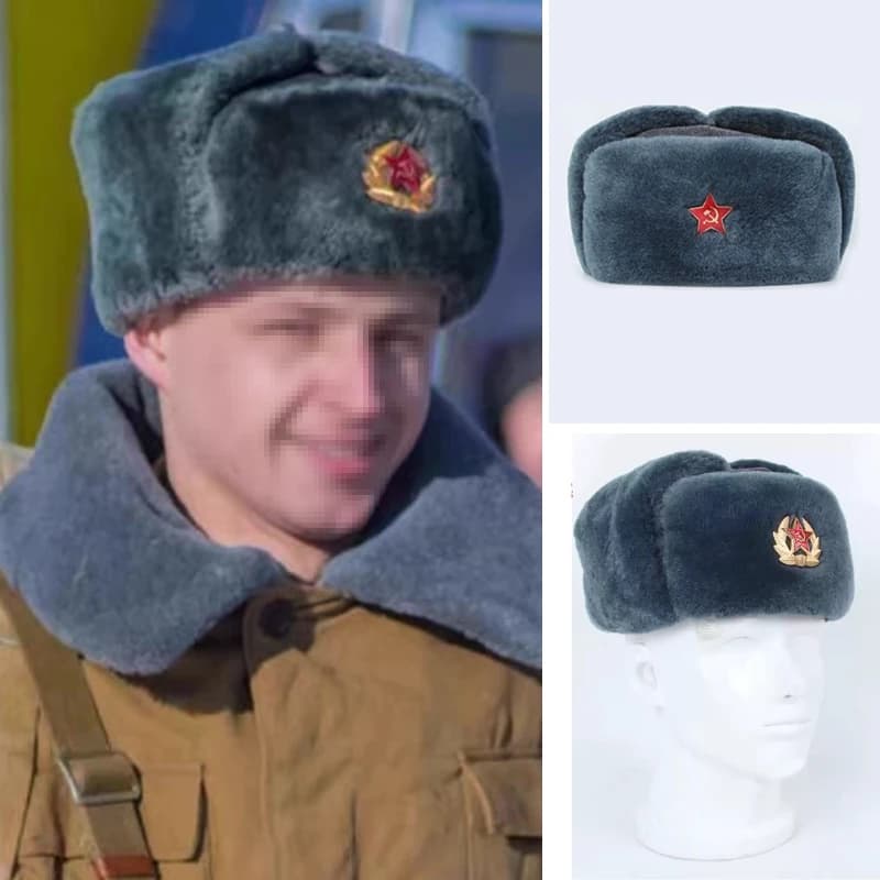 Casquette soviétique M69 étoile rouge - Chapeau hiver en cachemire pour pêche par grand froid