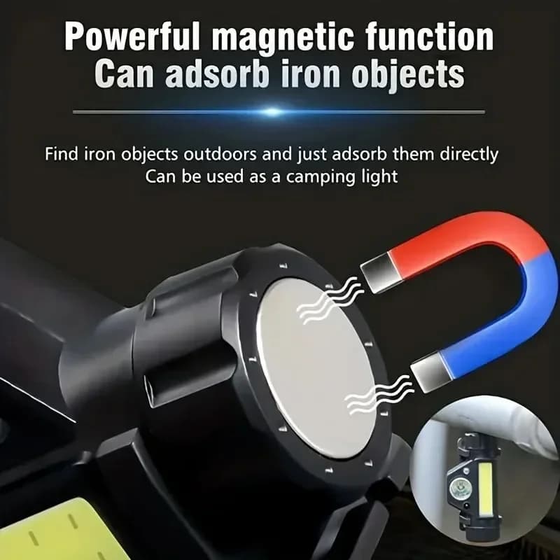 Lampe frontale pêche LED rechargeable 2 modes avec aimant queue détachable pour pêche et camping