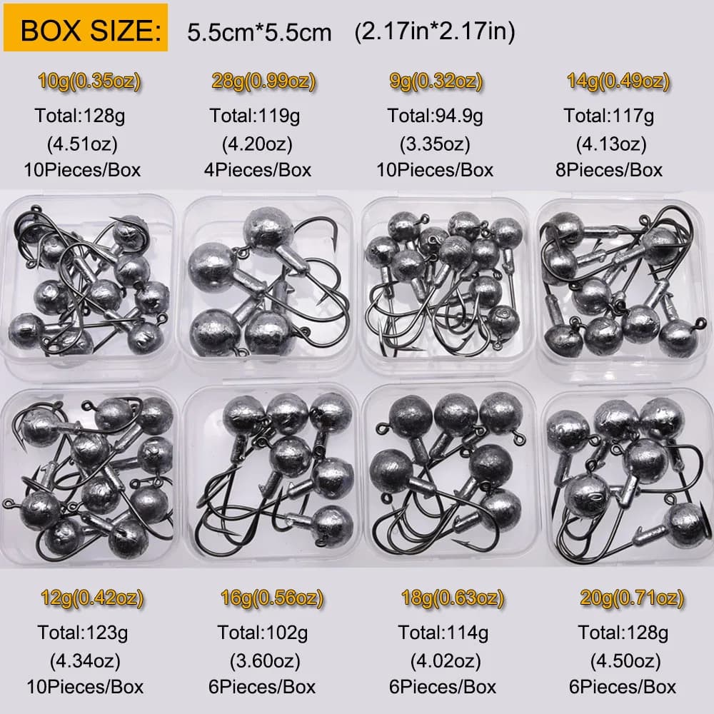 Têtes plombées MrLurion 1-20g - Plombs ronds pour leurres souples et pêche verticale jigging