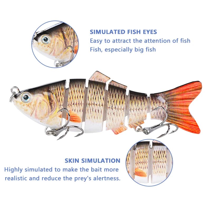Leurre dur articulé bionique 6 segments 10 cm, leurre plongeant crankbait pour pêche en mer