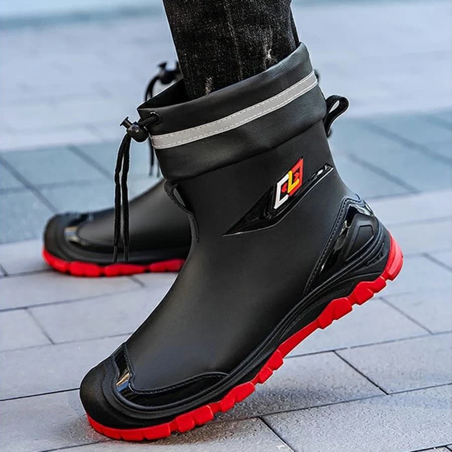 Bottes de pluie homme style britannique à embout tambour quatre saisons étanches anti-dérapantes