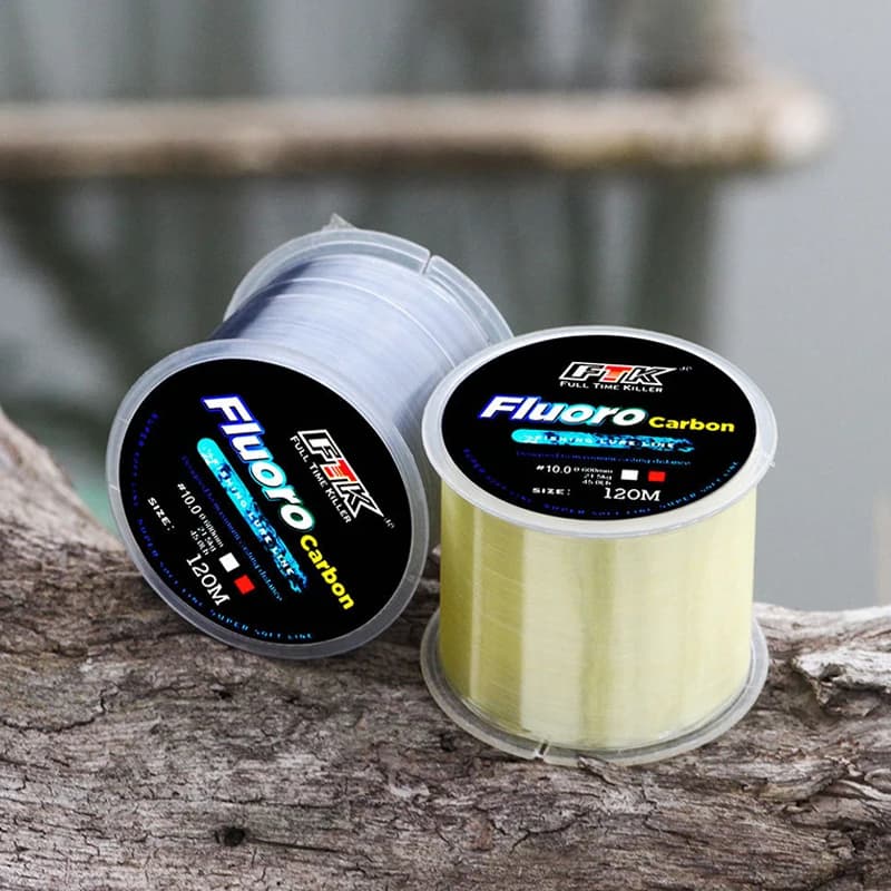 Ligne de Pêche Fluorocarbone 120m FTK Traitement Surface Carbone Haute Résistance 7.15 à 45LB