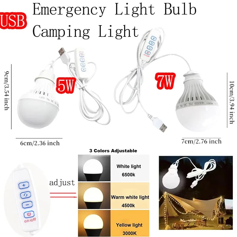 Lampe LED suspendue dimmable 3 couleurs USB pour ambiance pêche et barbecue
