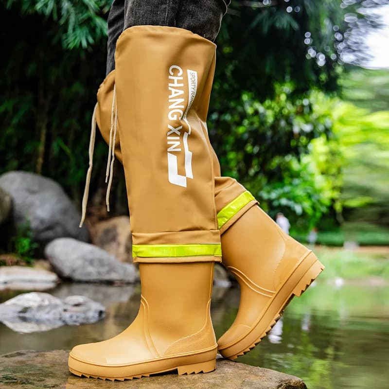 Bottes de pêche mode hautes imperméables en caoutchouc pour pêche extérieure et travail
