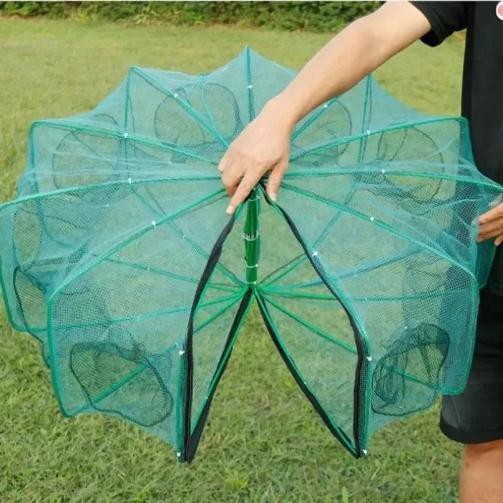 Filet de pêche pliable et durable avec 6 à 10 trous - Cage maille nylon verte
