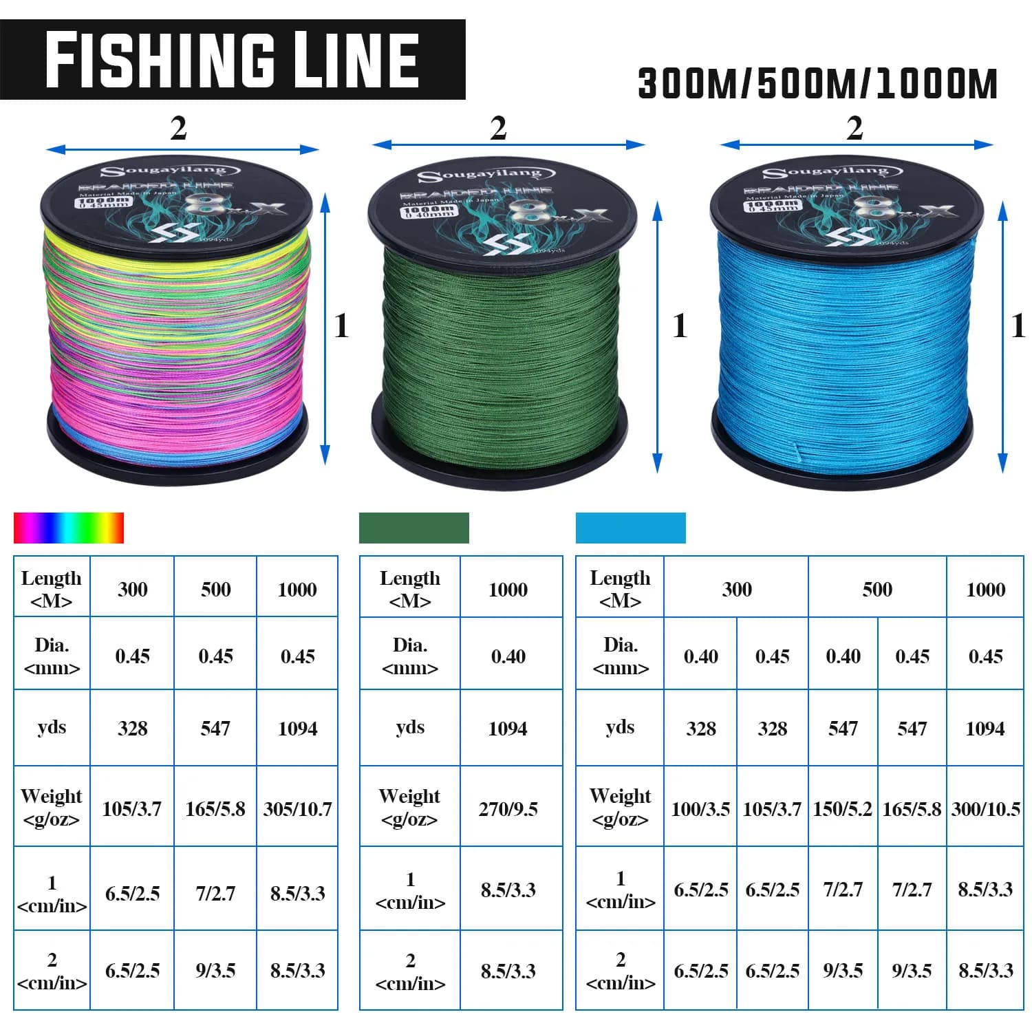 Sougayilang New 9 Strands PE Raid Line 300-1000m ligne multifilament carpe pêche professionnelle