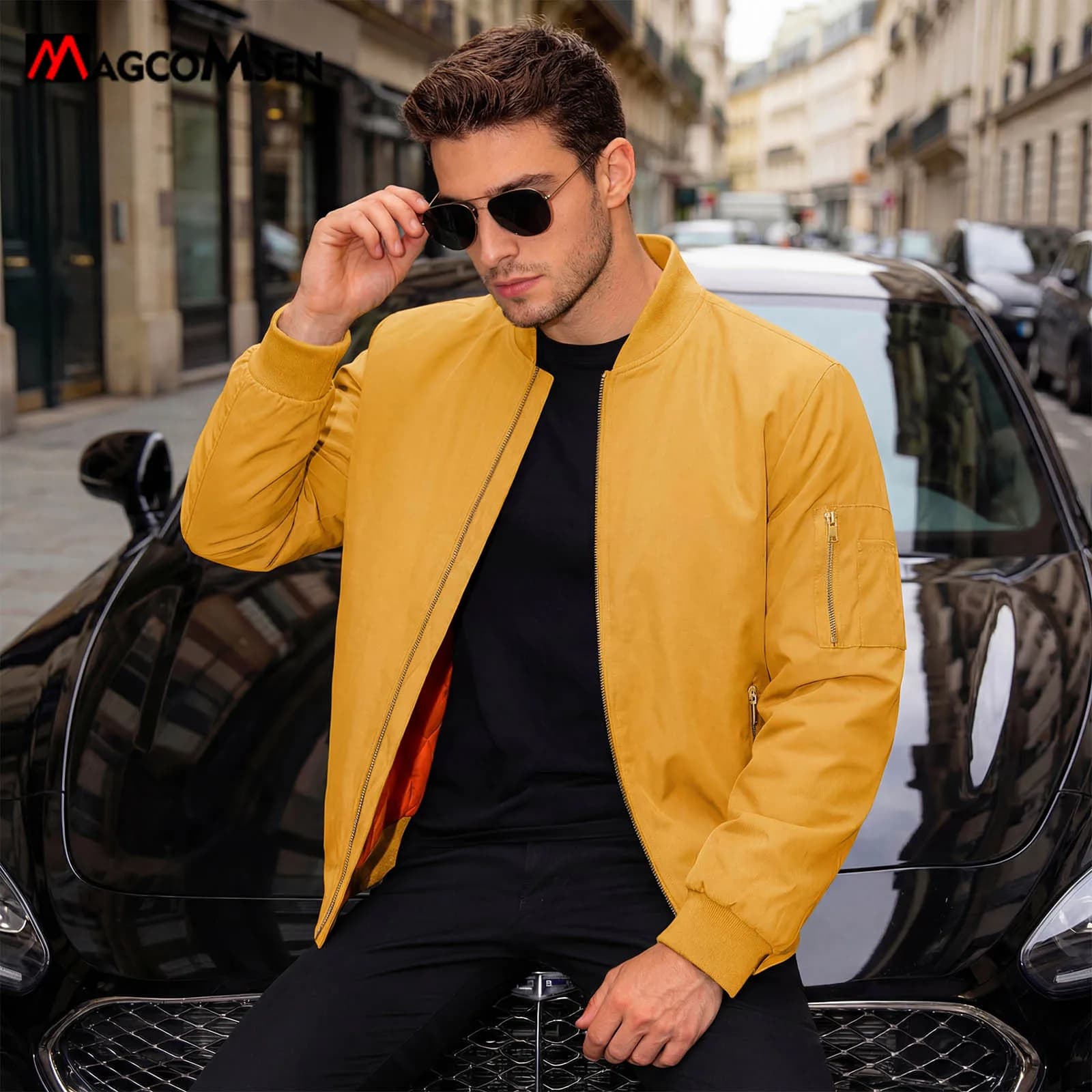 Bomber jacket homme rembourré chaud hiver zip casual baseball pilote coupe-vent varsity