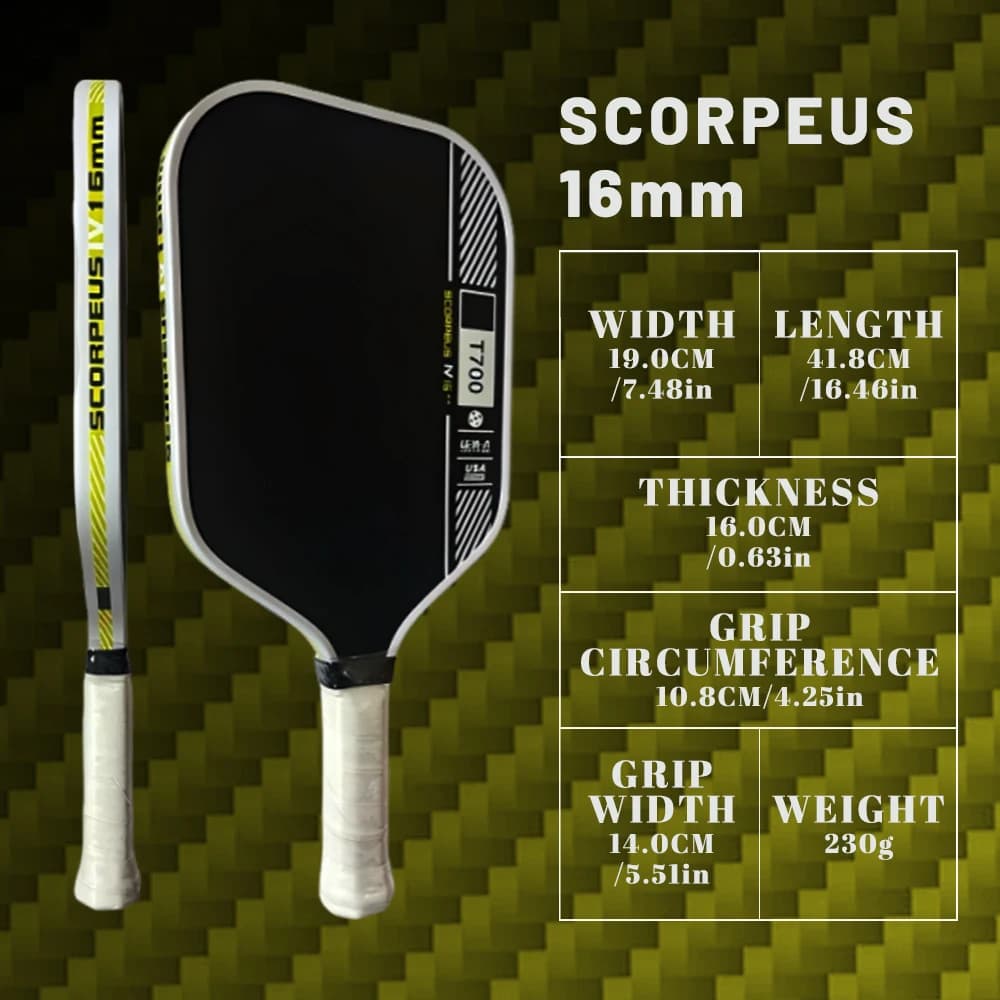 Raquette pickleball carbone T700 16mm approuvée USAPA - Matériel pro pour pêcheurs sportifs