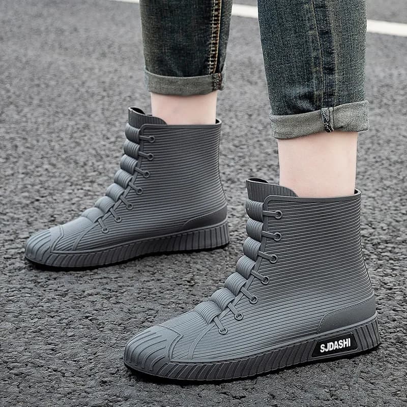 Bottes de pluie courtes anti-dérapantes homme - Style tendance pour pêche, cuisine et lavage auto