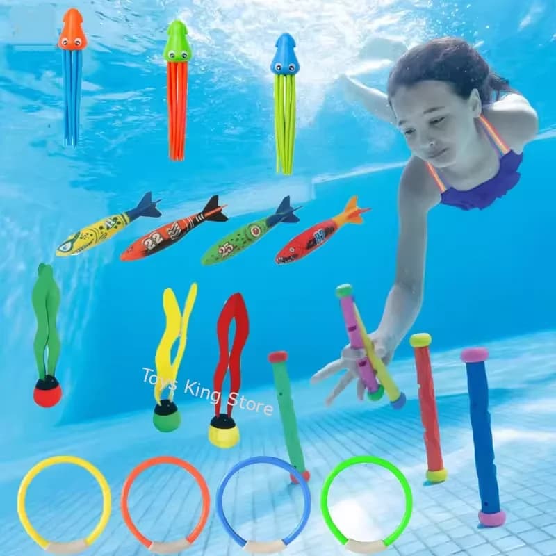 Jeux plongée trésor enfants poissons diamants jouets piscine initiation pêche ludique