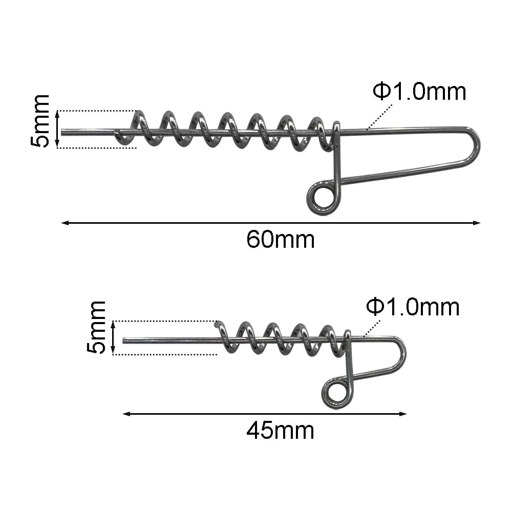 20 vis Spinpoler fixation leurres souples 45mm/60mm - accessoires pêche à vis ressort