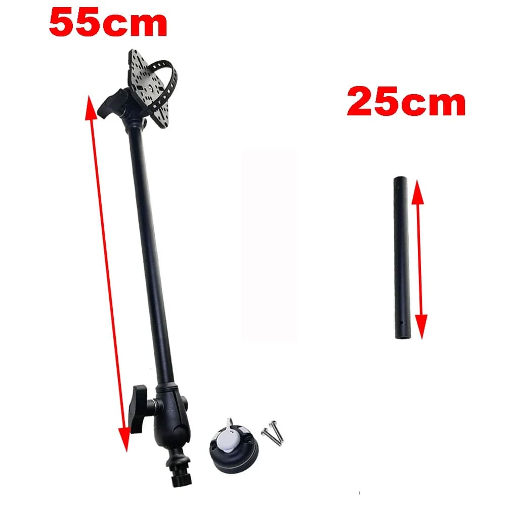 Support GPS sondeur pêche aluminium - Système de fixation bras pour bateau et kayak