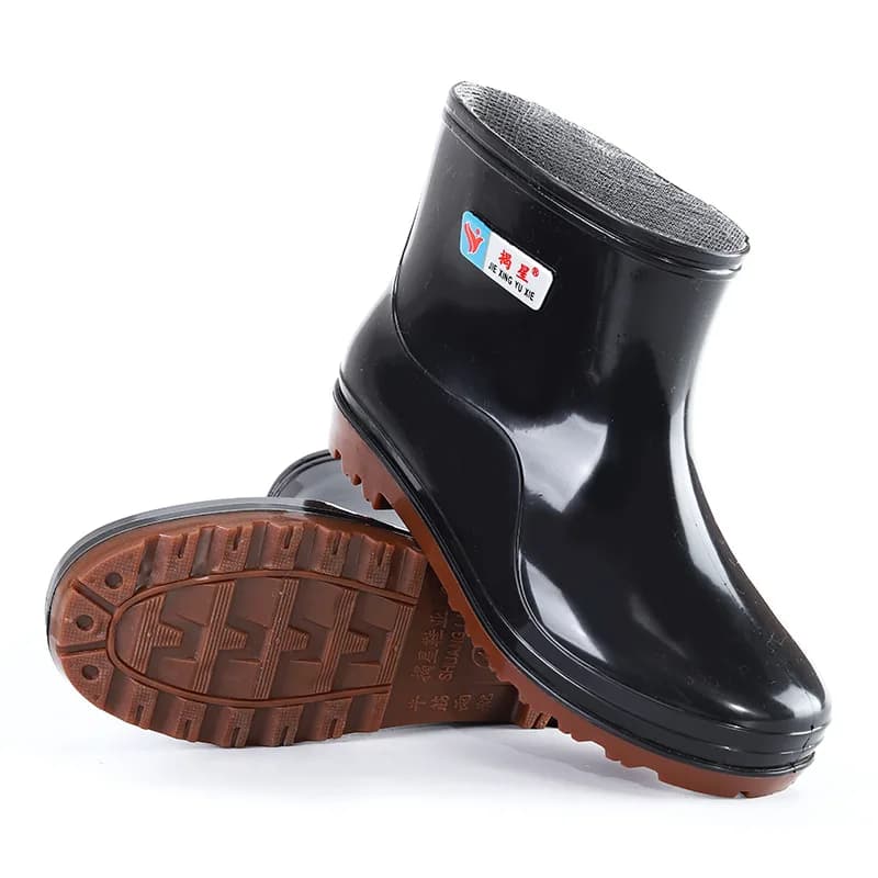 Bottes de pluie courtes homme épaisses et résistantes - Chaussures de travail imperméables pour chantier et protection