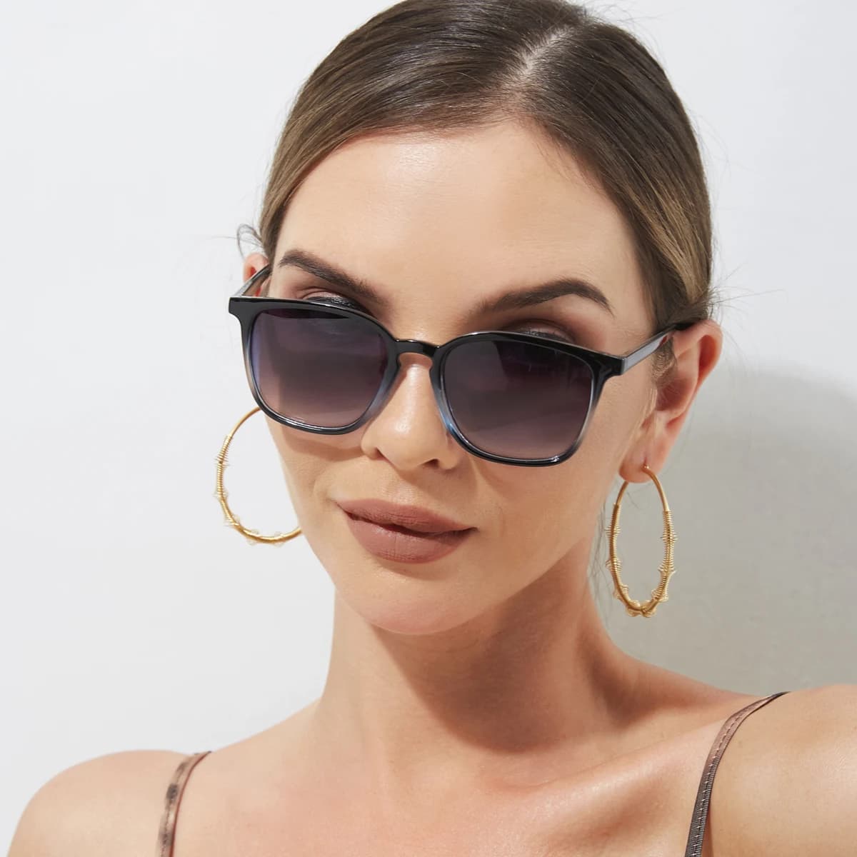 Lunettes de soleil petites carrées colorées Y2K - Style rétro hip hop UV400 unisexe pêche