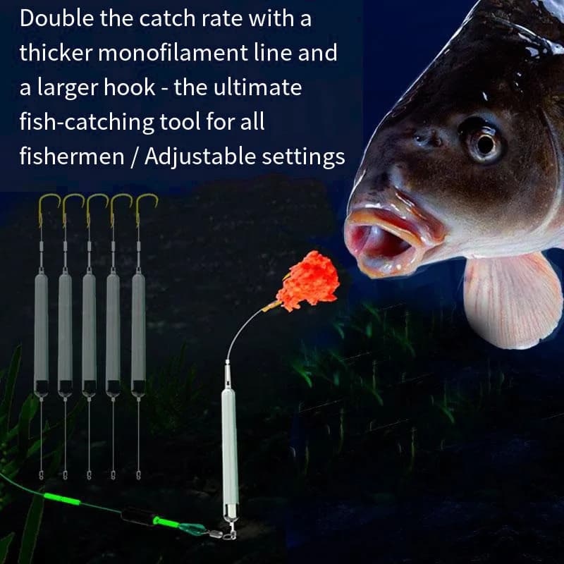 5 rigs pêche carpe anti-fond avec manchons dorés - Hameçons taille 1#-10# - Montages prêts